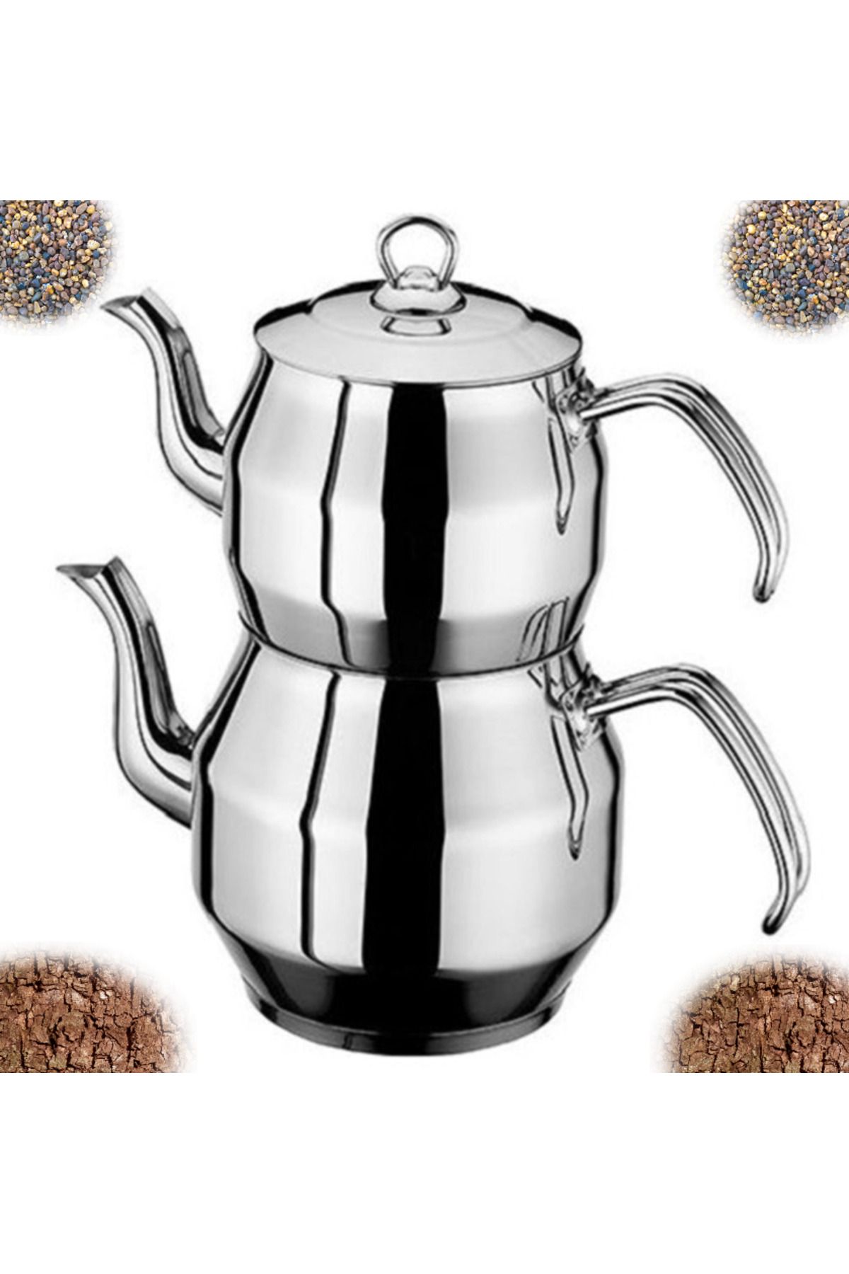 İnter-Çelik Köşem Model Simple Family Size Teapot Set 3
