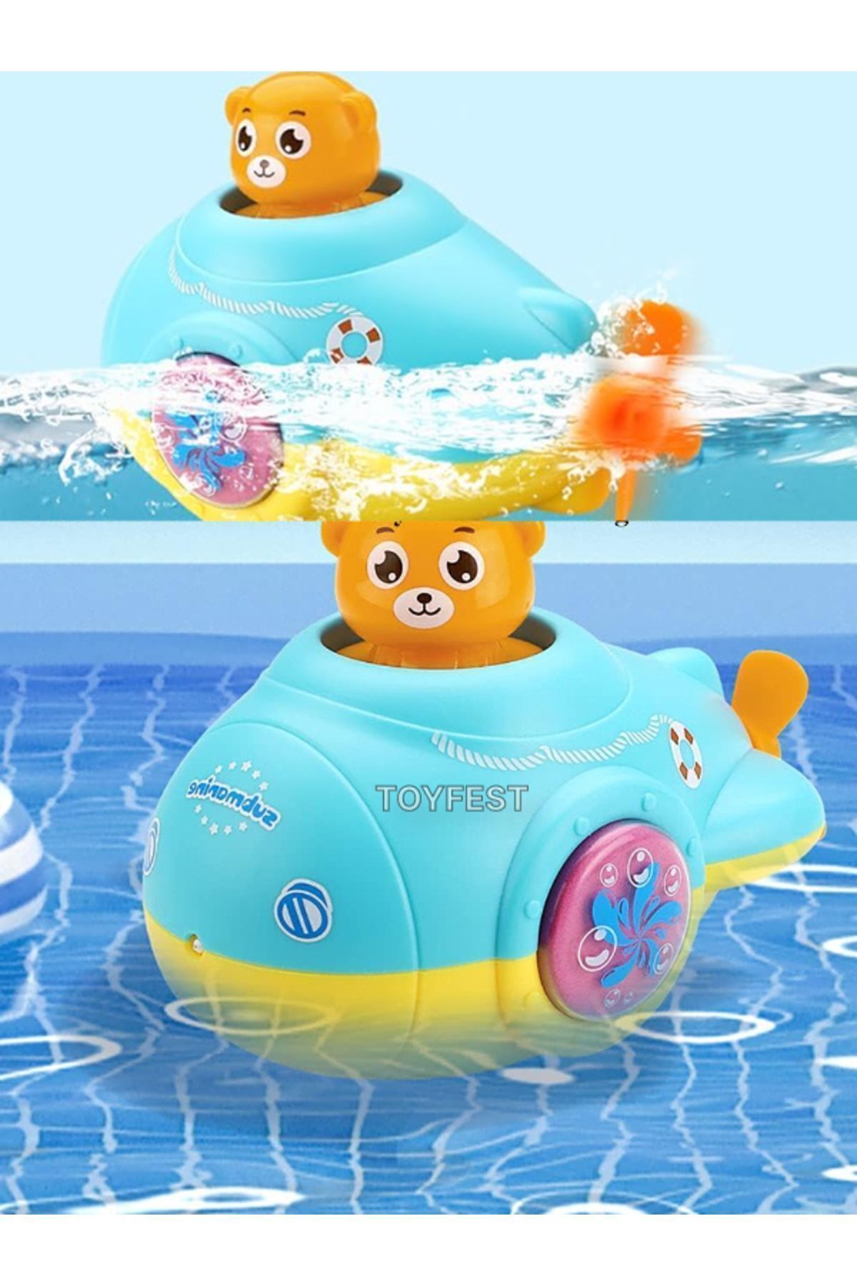 TOYFEST Kurmalı Kendiliğinden Banyo Küvet Havuz Deniz de Yüzen AyıcıK Submarine Denizaltı Oyuncak - Model 2 fotoğrafı 5 (önizleme)