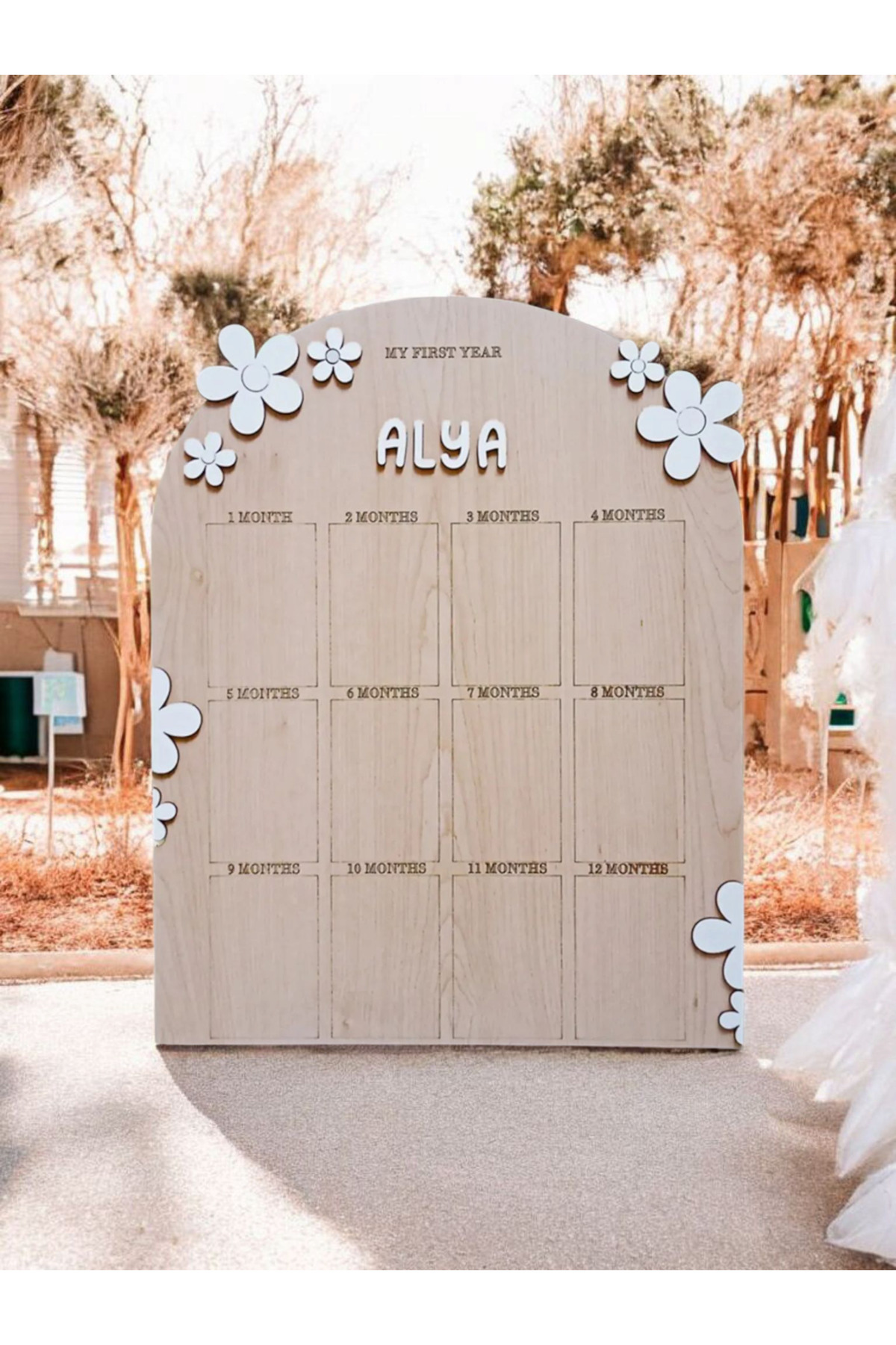 My Kids Room Kişiye Özel Doğum Günü 12 Ay 3D Papatya Temalı Ahşap Fotoğraf Panosu Büyük Boy fotoğrafı 2 (önizleme)