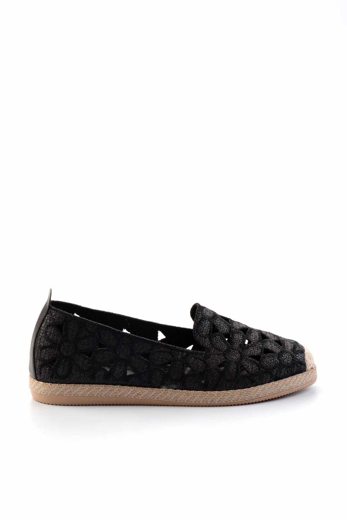 Bambi-Schwarze Damen-Espadrille K aus Stroh 01117092328 2
