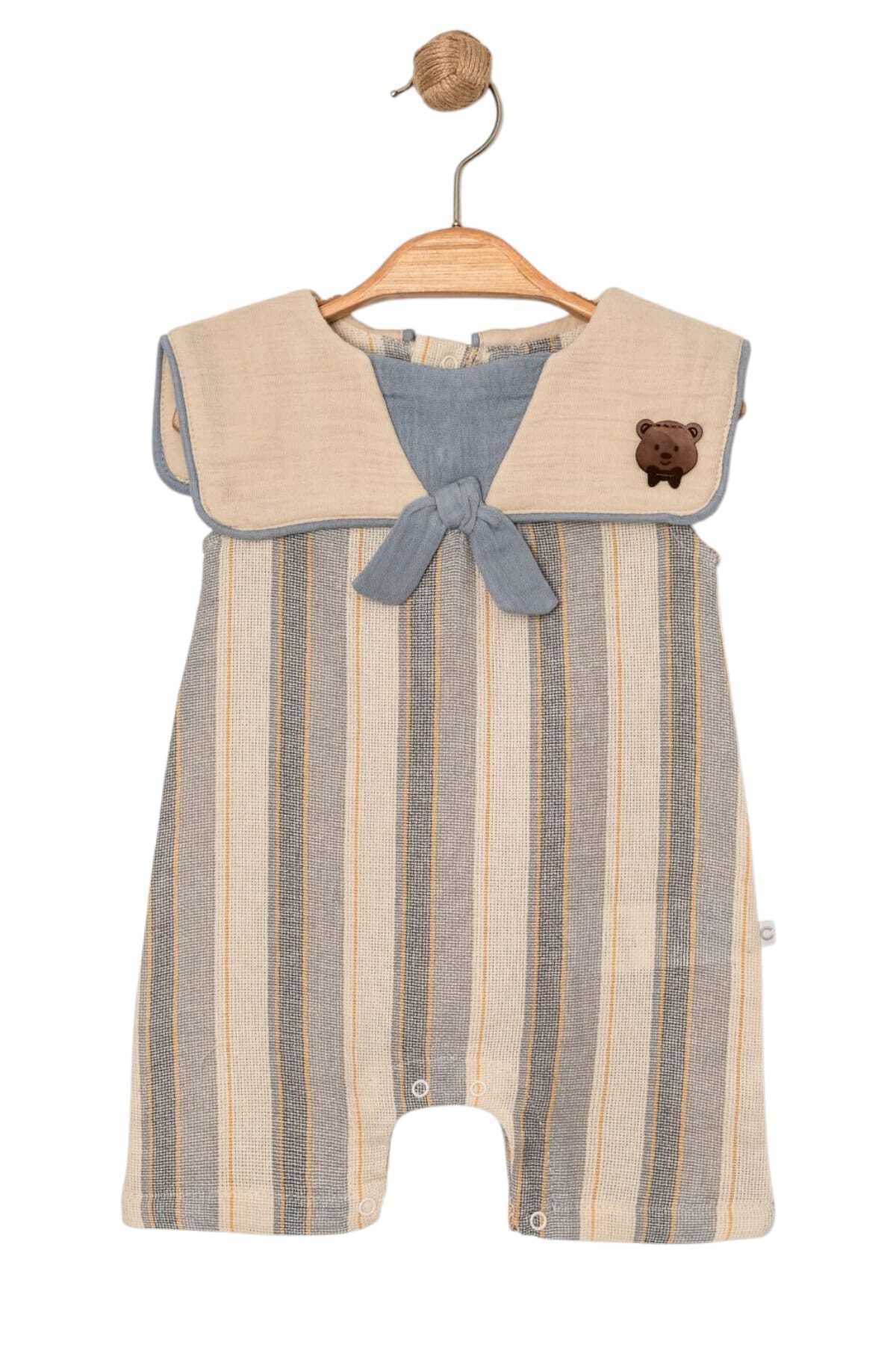 dinamik çocuk-Baby/Child Teddy Bear Cape Collar Raw Linen Fabric Jumpsuit Summer Sleeveless 0-3-6-9-12 Months 5