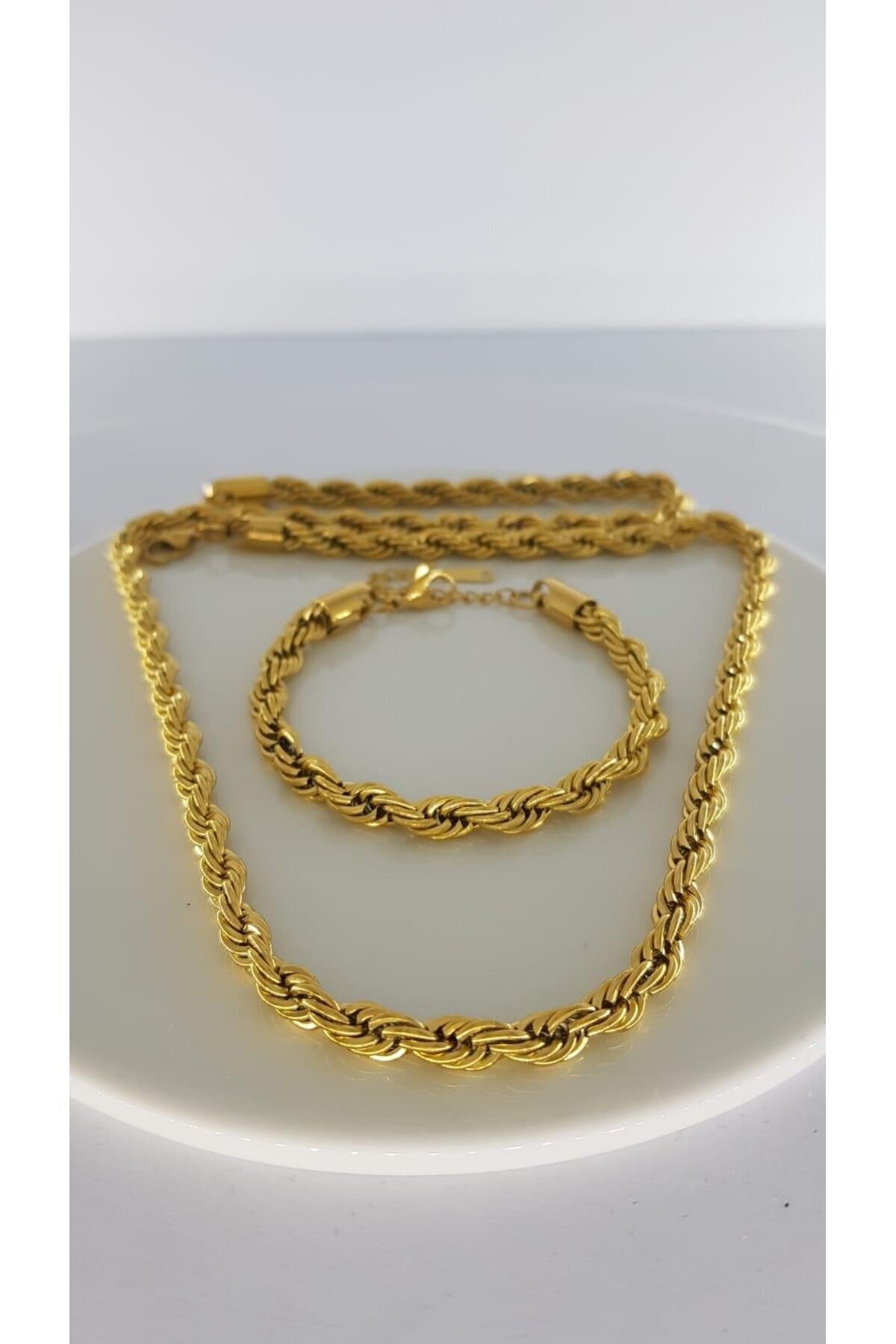 SONES Kalın Burgu 60 Cm Uzunluğundaki Çelik Takı Setli | Sns500834 Kolye Zincir Bileklik