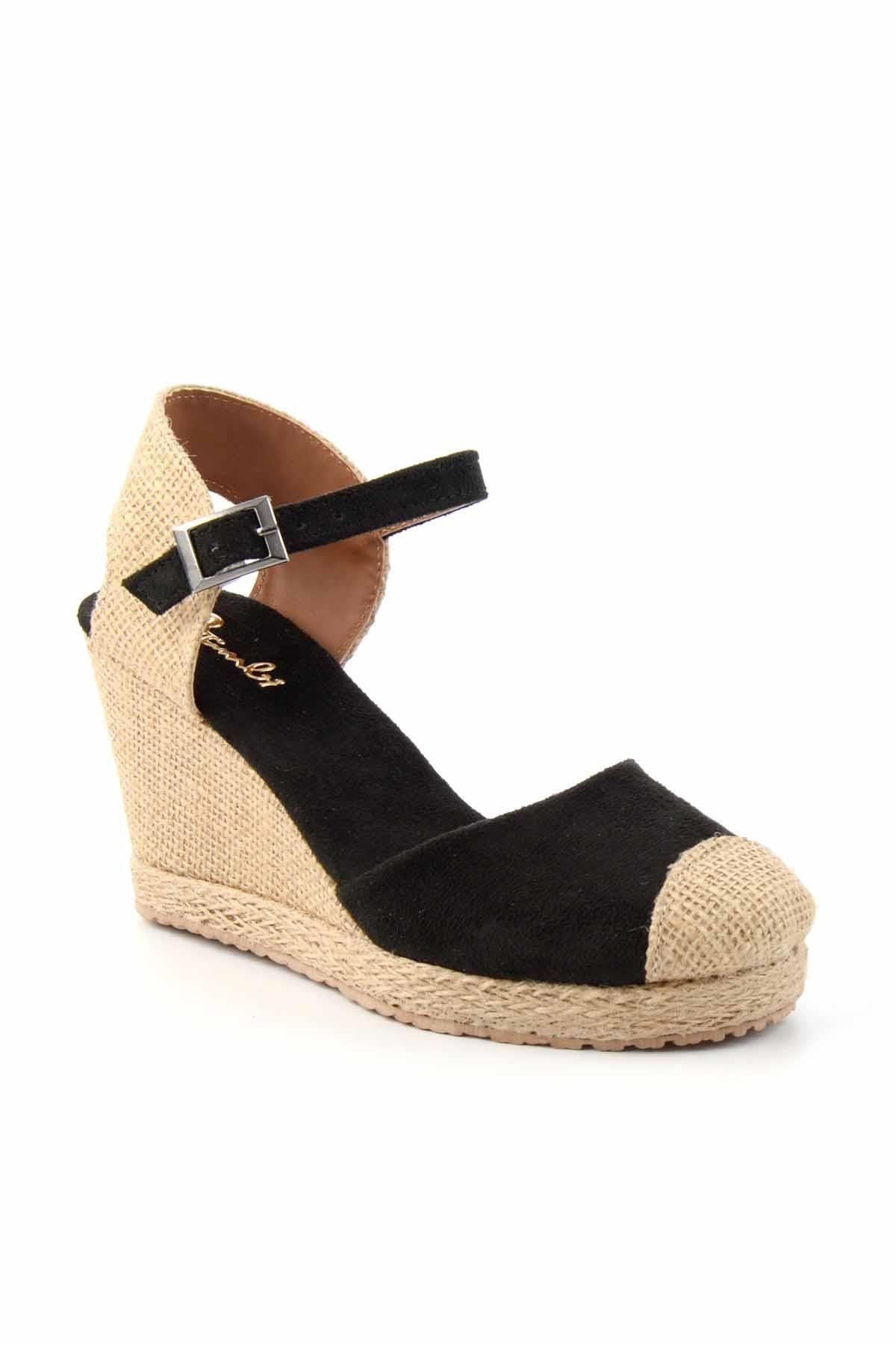 Bambi-Schwarze Damenschuhe mit Keilabsatz K01874055565 3