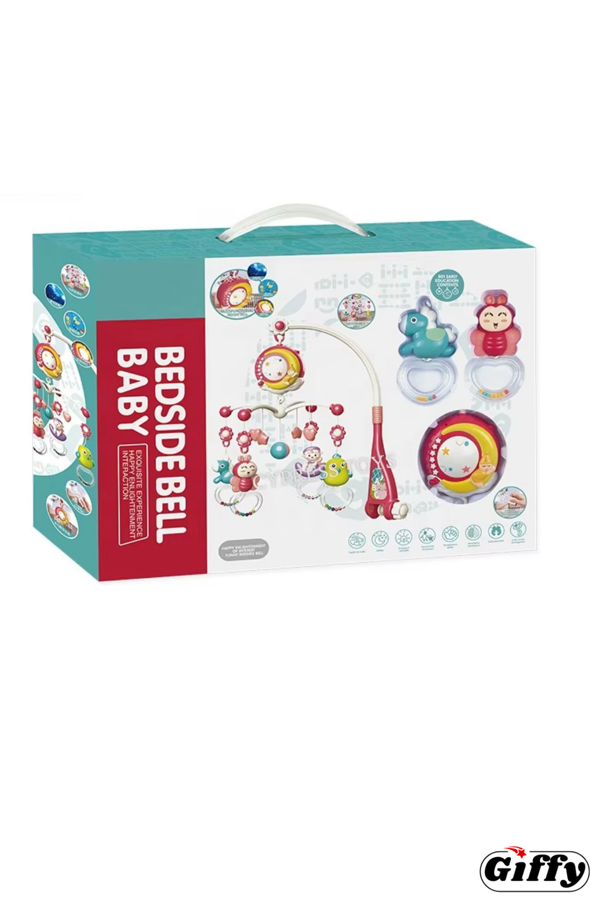 giffy Pilli Işıklı Müzikli Projektörlü Uzaktan Kumandalı Sabitlenir Dönence Çıngıraklı Bebek Yatıştırıcı fotoğrafı 7 (önizleme)