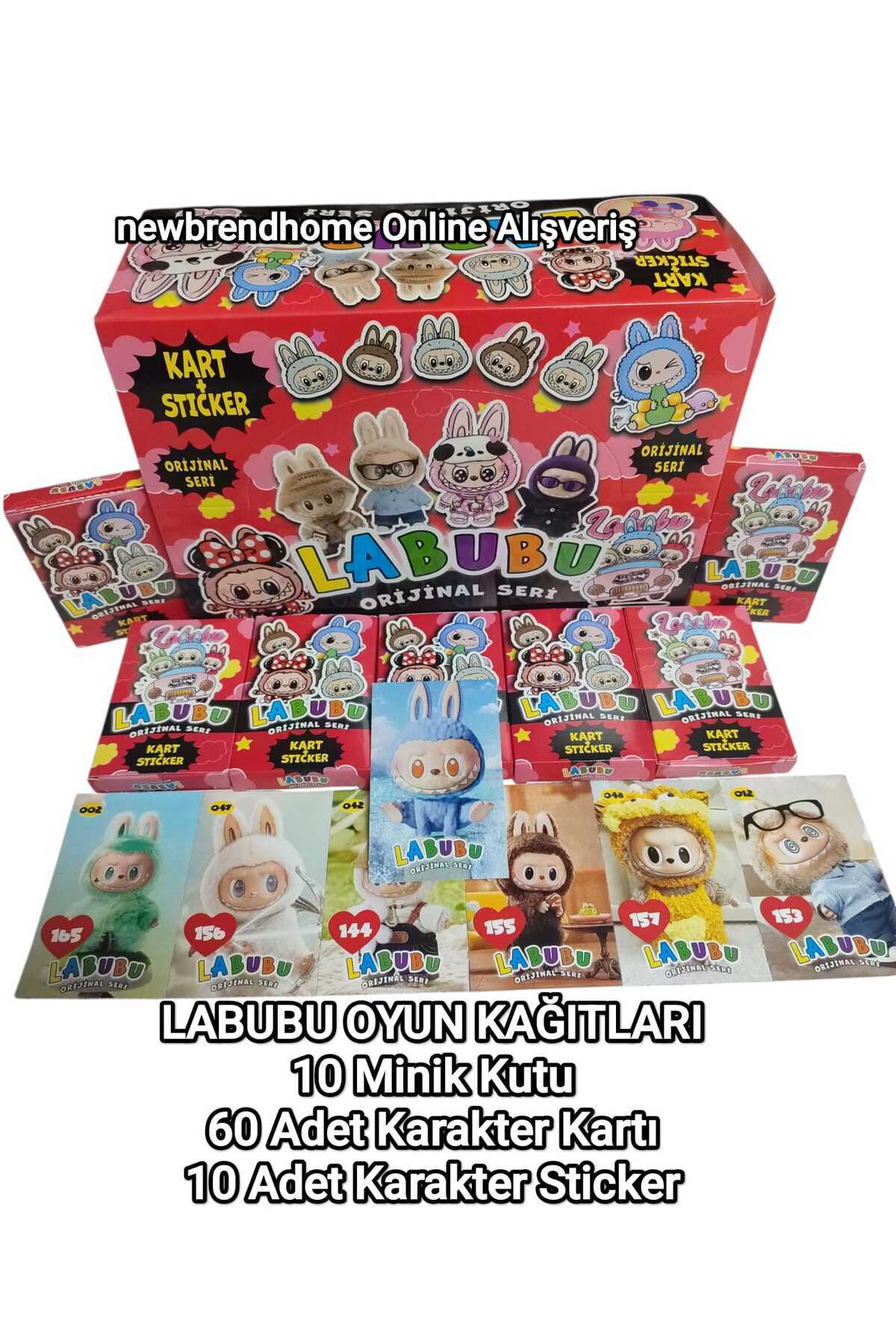 Emrah Gültekin Labubu Oyun Kağıtları (10 MİNİK KUTU 60 ADET KRARKTER KARTI 10 ADET KARAKTER STİCKER) Labubu