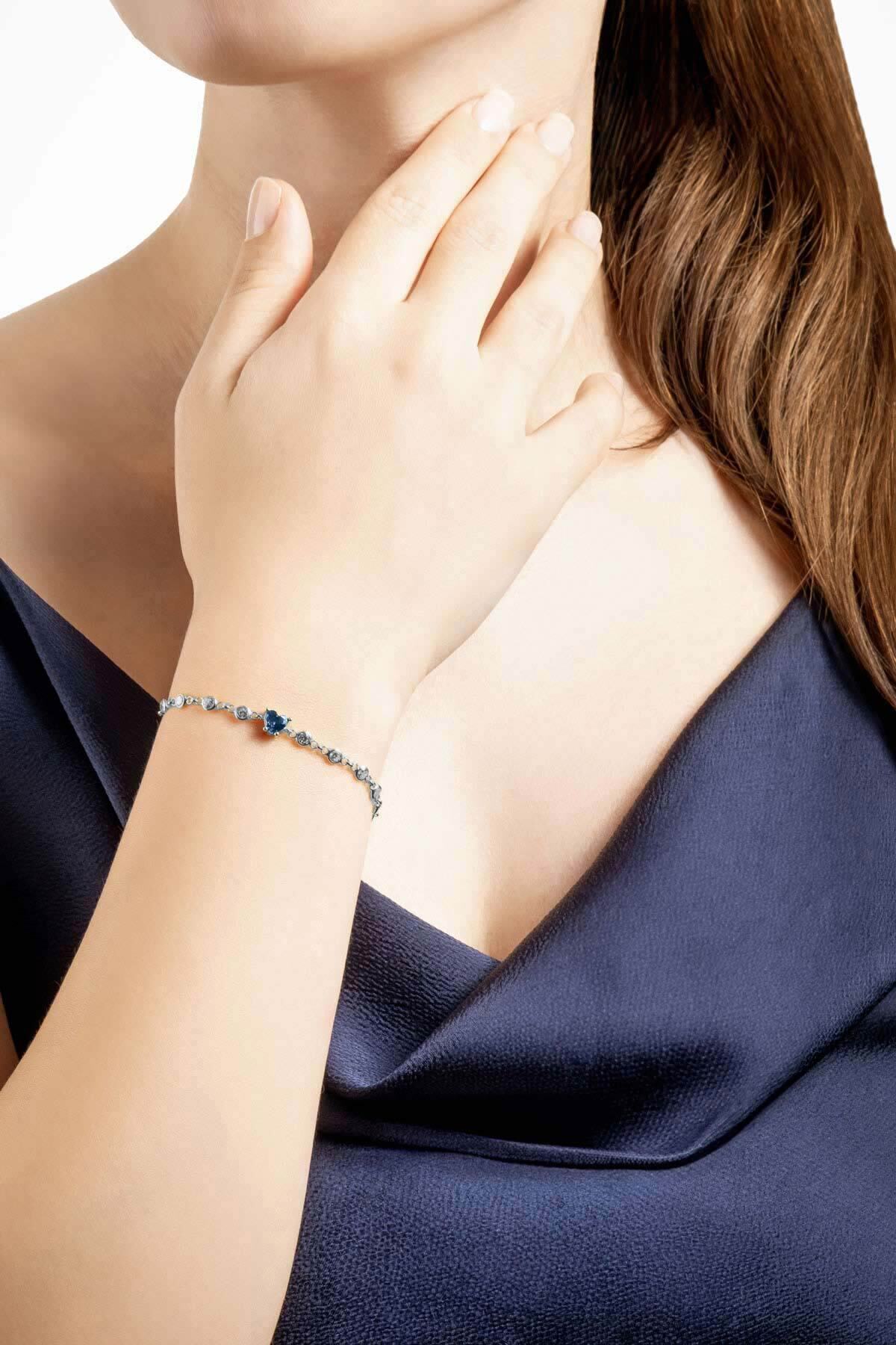 So CHIC... Aşk Yolu 18 Ayar Beyaz Altın Kaplama 19 Cm Gümüş Bileklik görsel 4