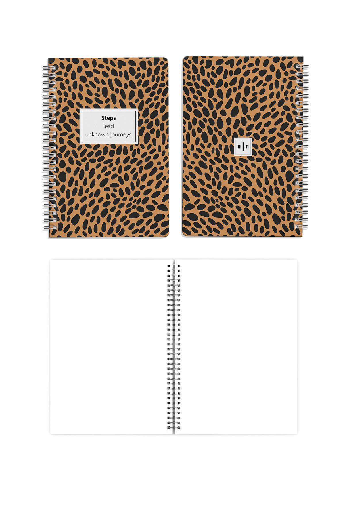 Notisyon-A5 Spiral Notepad Set of 4 – 1 Lined, 3 Blank Sheets, 60 Pages, Leopard Themed 3