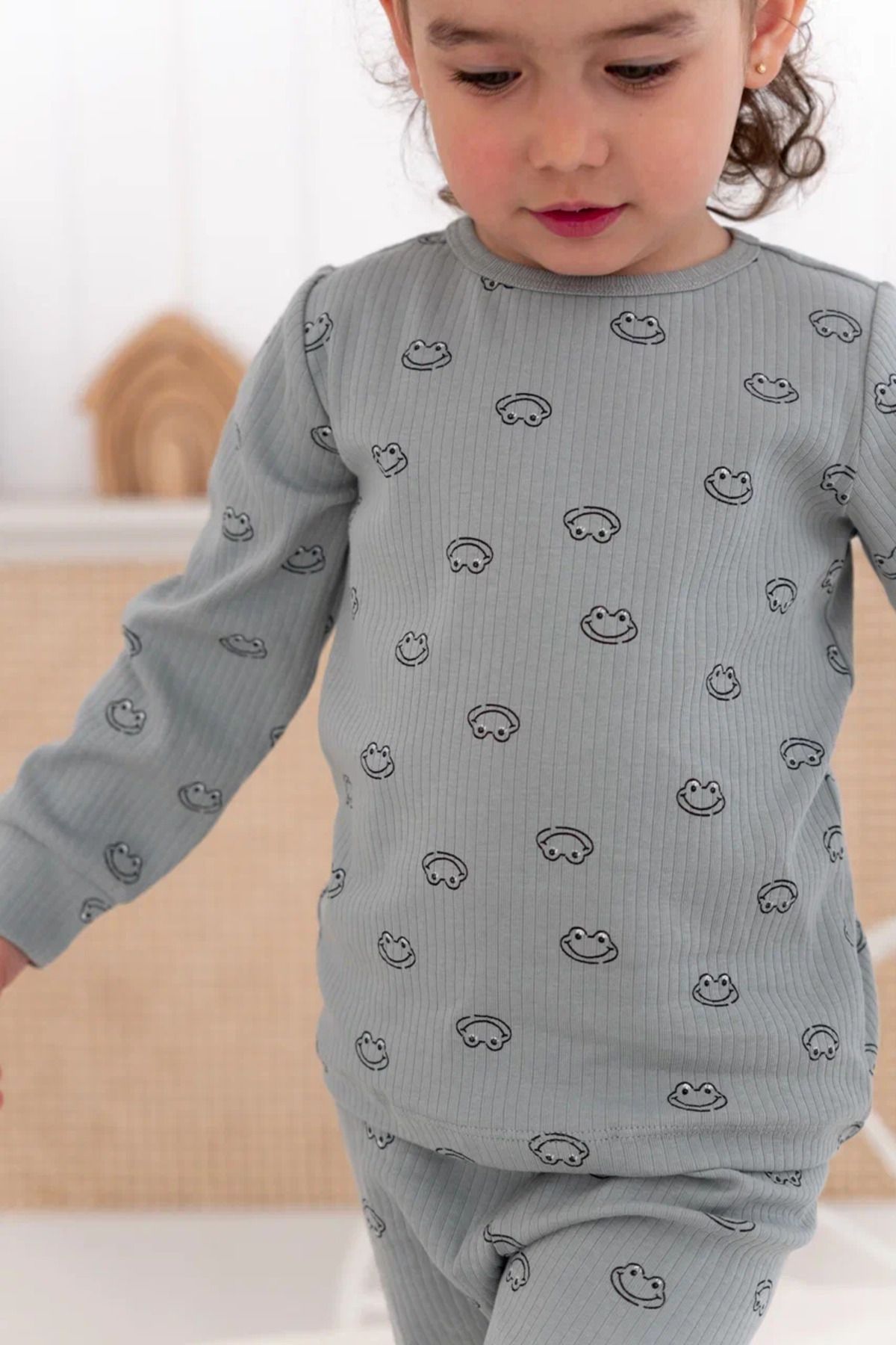 Lilabio-100% Cotton Patterned Girls' Pajama Set 3