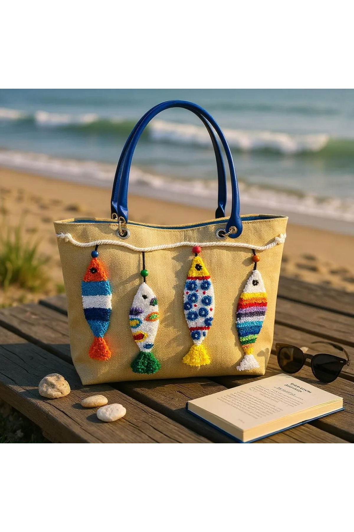 ozdesendesign Punch Jüt Plaj Çantası
