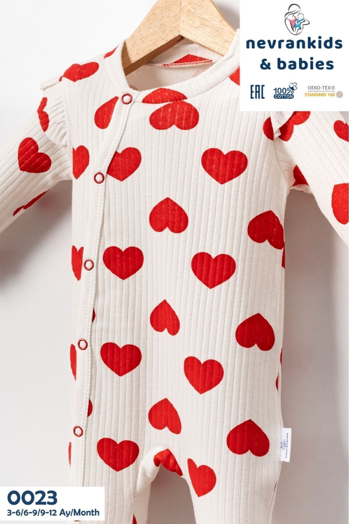 nevrankids Heart Big Pattern Kız Bebek 2’li Tulum Set fotoğrafı 2 (önizleme)