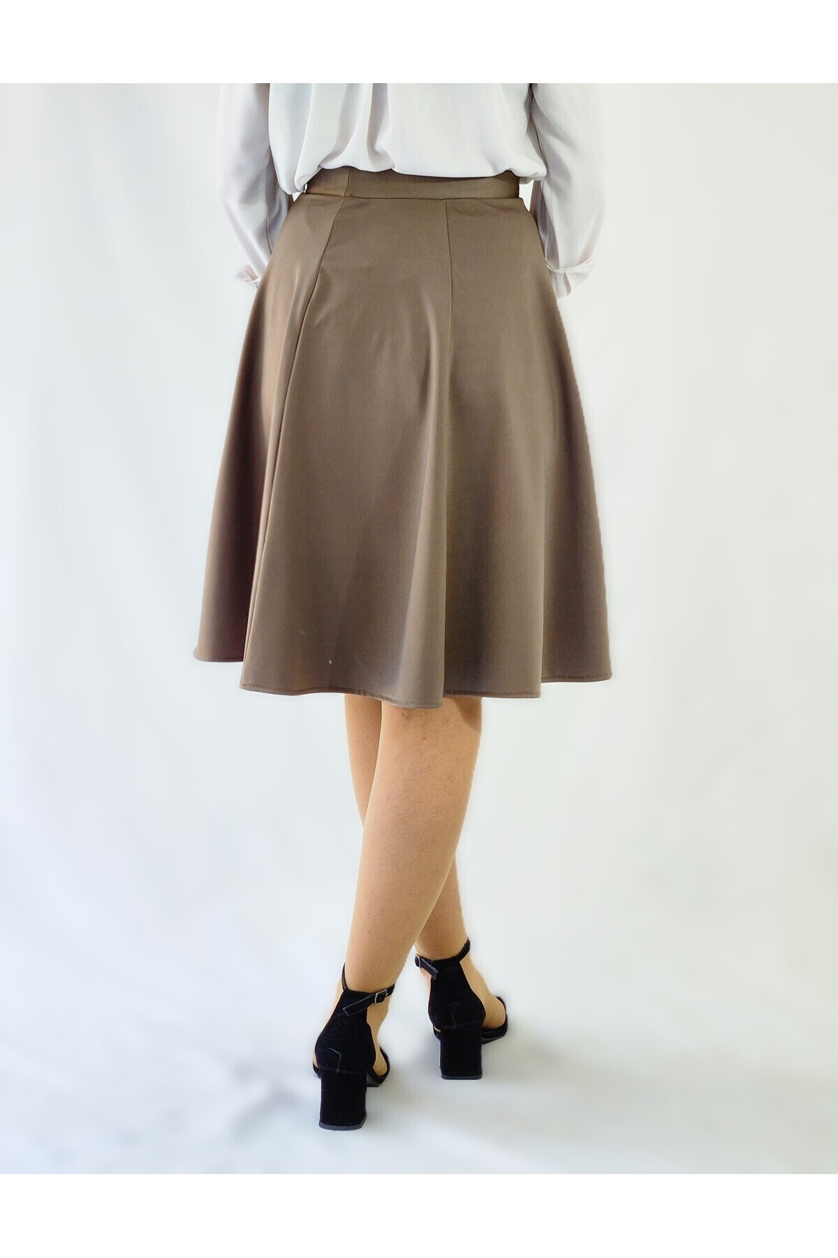 YAXİ-Camel Elastic Six Piece Midi Diver Bell Skirt 5