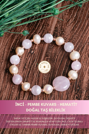 Alp Doğal Taş Orijinal Sertifikalı İnci - Pembe Kuvars Hematit 8mm Doğal Taş ...