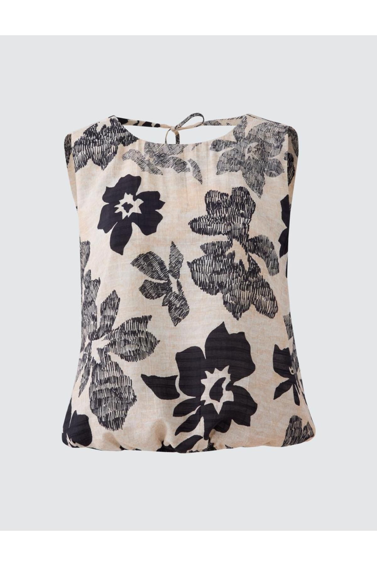 Jimmy Key-Beige Halter Neck Low Back Patterned Woven Blouse 6