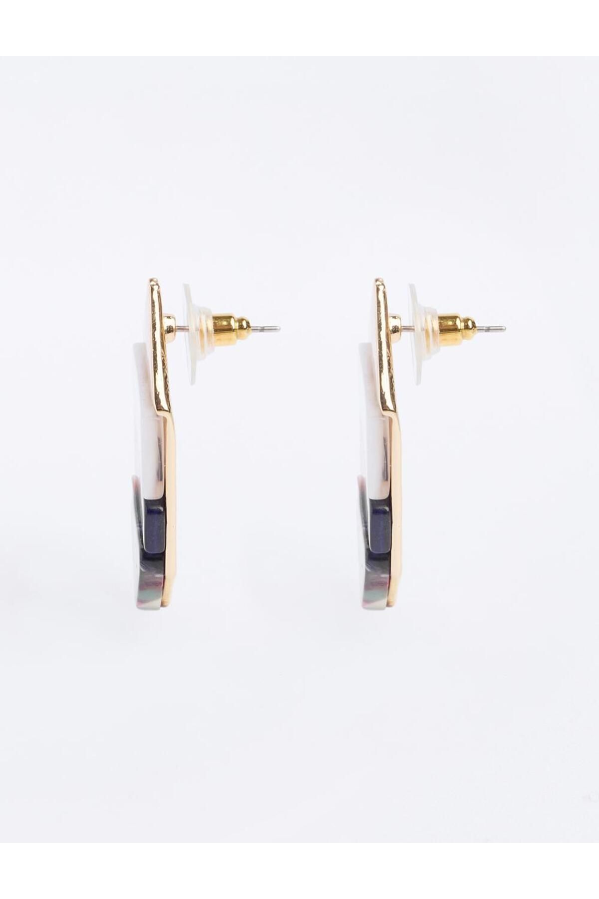Jimmy Key-Blue Color Block Asymmetrical Patterned Earrings 4