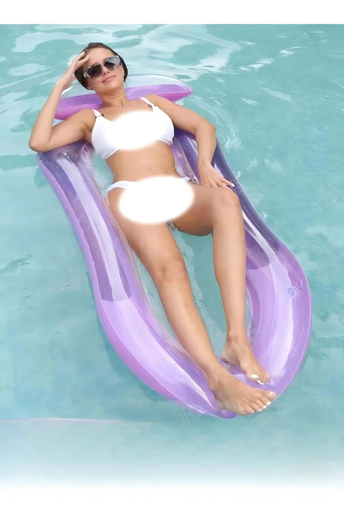 Generic-Inflatable Swimming Pool Floating Bed Lounger Raft 160*90cm Floating Mat Inflatable Floating Toy 5