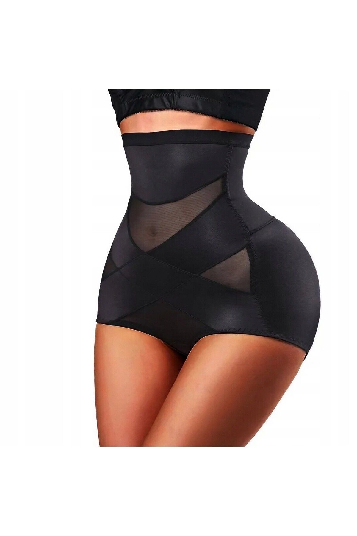 Optim Solution-Lenjerie Modelatoare pentru Abdomen, cu Talie Inalta si Corset, Negru, Push-Up, Marimea M 8