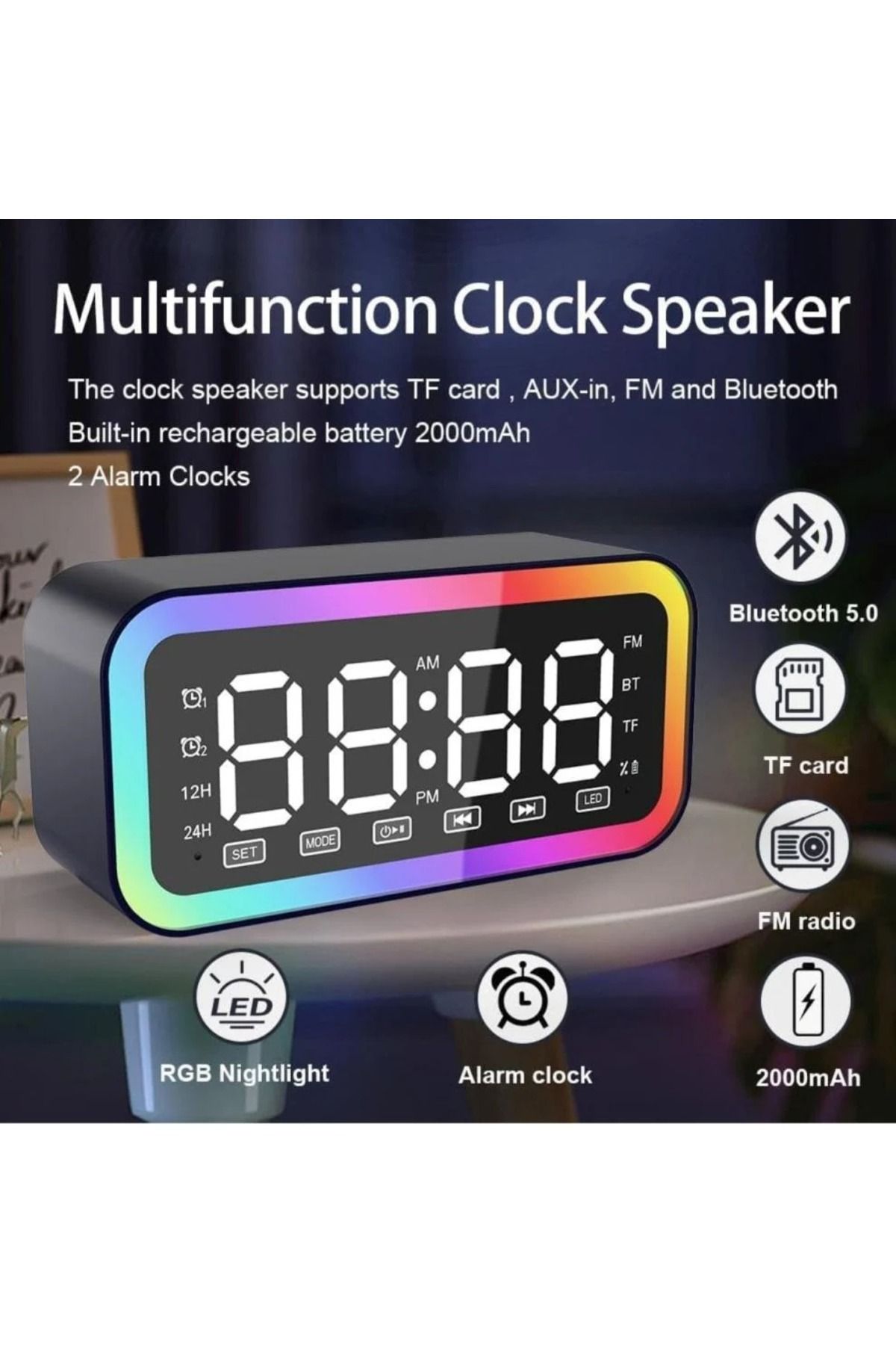 DLC-Digital Alarm Clock with Speaker and Radio Temperature for Home and Office 2