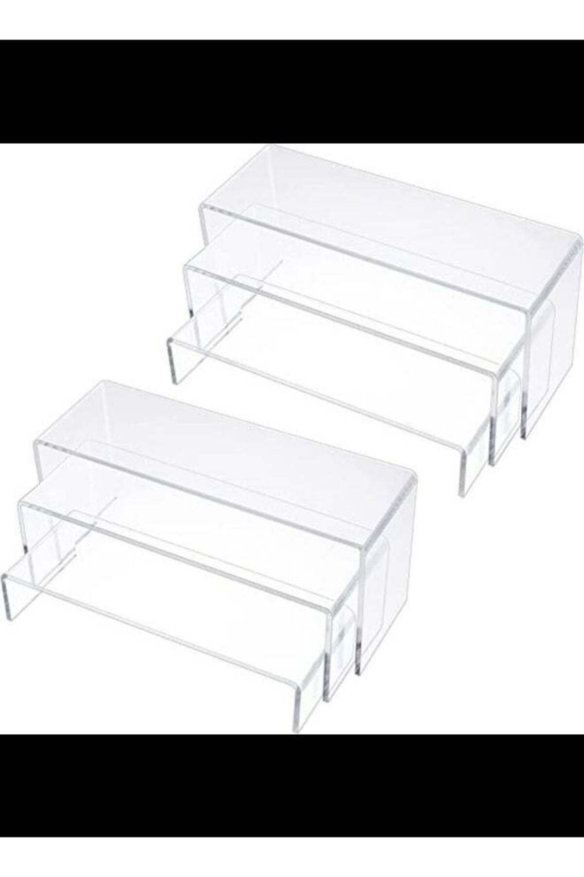 SMARTPOINTS-Acrylic Display Risers, Clear Rectangle Stands Shelf for Display 6pcs 7