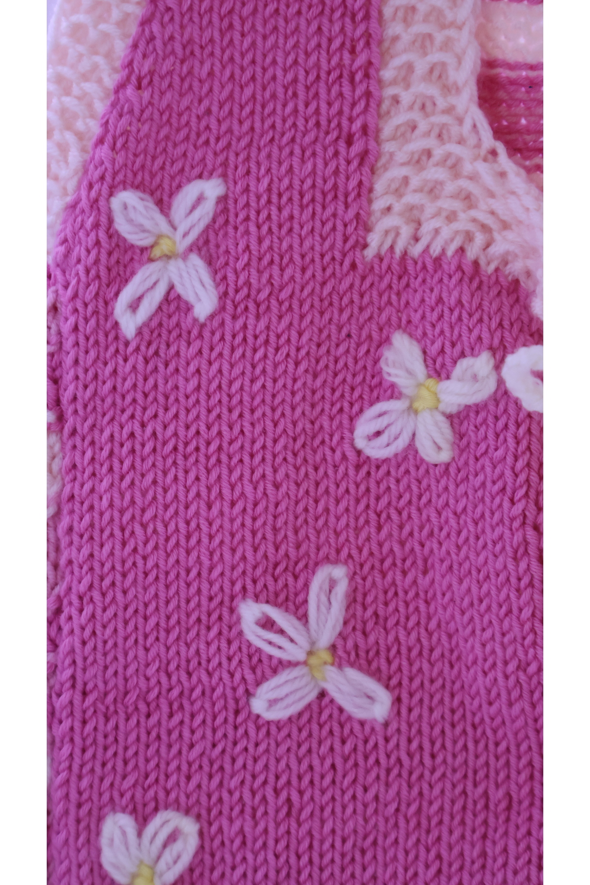 Mersin Alzheimer Derneği Pembe Tonlarında Çiçek Desenli Kız Çocuk 3-6 ay El Örgüsü Yelek 32*26 cm fotoğrafı 5 (önizleme)