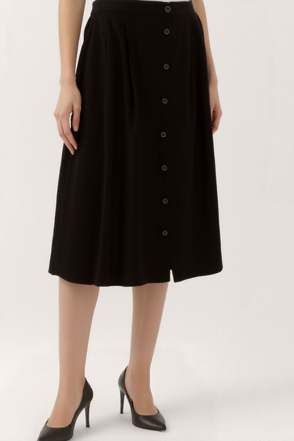 Vitrin-Button Front Midi Skirt 4