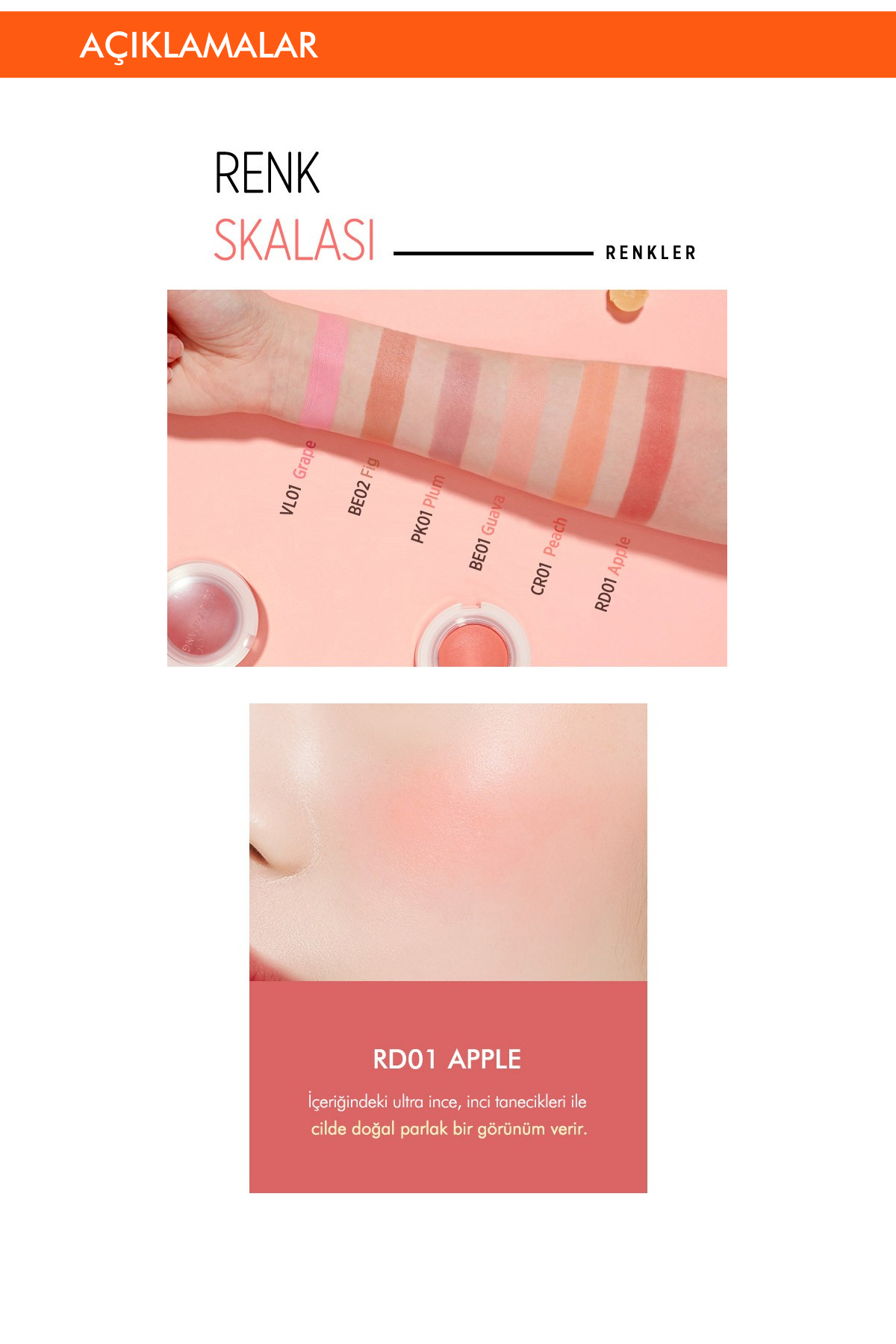 Meyve Renkleriyle Doğal ve Parlak Görünüm Sunan Jel Allık A'PIEU Juicy-Pang Jelly Blusher (RD01) — صورتی 5631 — تصویر 3 از 6