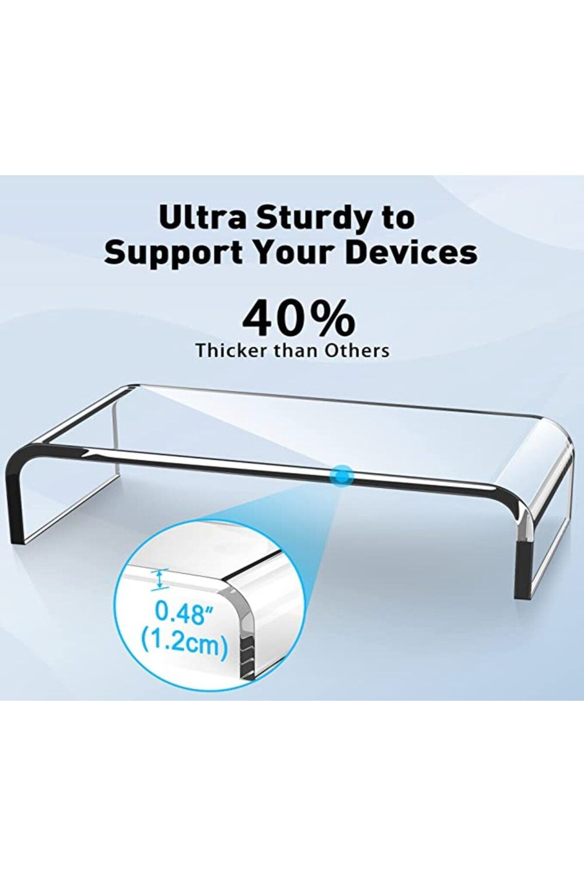 SMARTPOINTS-Premium Acrylic Monitor Stand, Custom Size Monitor Riser/Computer Stand for Home Office Business w/S 4