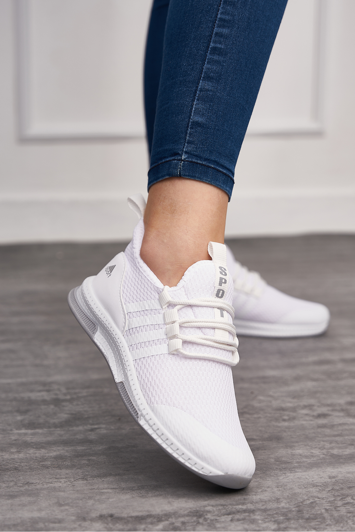 Allyup  Günlük Unisex Beyaz Sneaker Nefes Alabilen Triko Bağcıklı Hafif Spor Ayakkabı 249