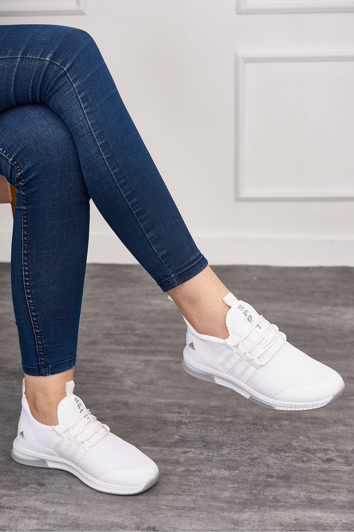 Allyup  Günlük Unisex Beyaz Sneaker Nefes Alabilen Triko Bağcıklı Hafif Spor Ayakkabı 249 - Görsel 2