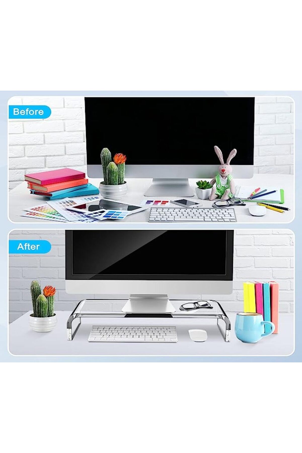 SMARTPOINTS-Premium Acrylic Monitor Stand, Custom Size Monitor Riser/Computer Stand for Home Office Business w/S 7