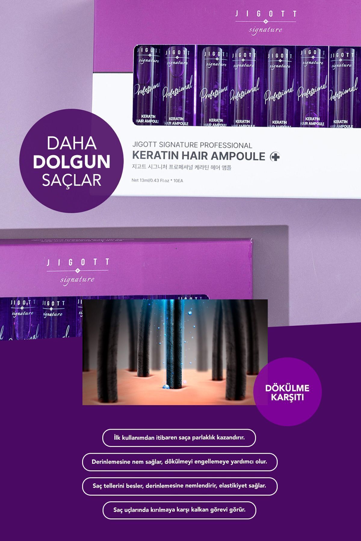 Keratin İçeren Konsantre Saç Bakım Serum Set Jigott Professional Keratin Hair Ampoule 13ml — 88095412827J2 — تصویر 5 از 6