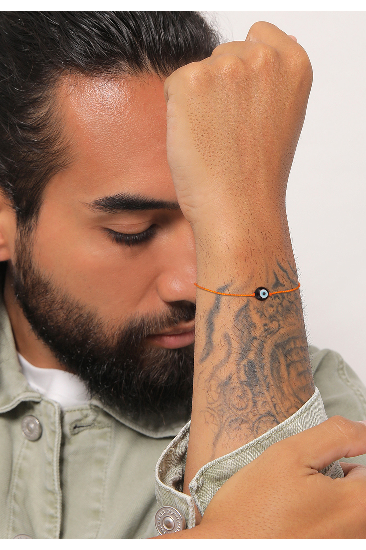 KUZZOI-Armband für Herren mit Symbol des bösen Blicks, Glasperle aus Nylon 5
