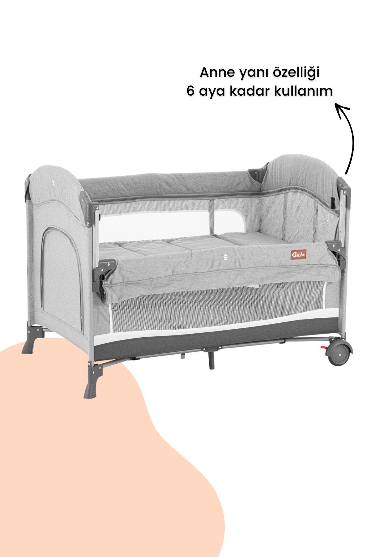 Gulz Omega Anne Yanı Sallanır Cibinlikli Oyun Parkı Bebek Beşik 70x110 Cm Yataklı fotoğrafı 3 (önizleme)