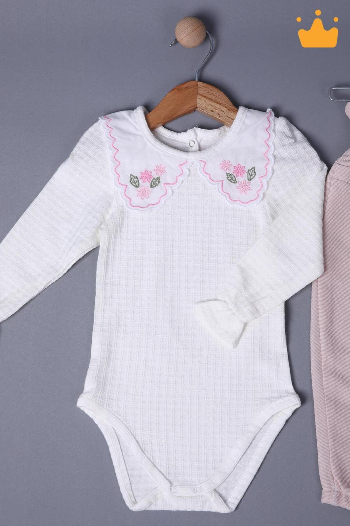 Babyhola 1-3 Yaş Kız Bebek Çocuk Çıtçıtlı Badi Pantolon Şık Alt Üst 2'li Takım Bayramlık 2327 fotoğrafı 3 (önizleme)