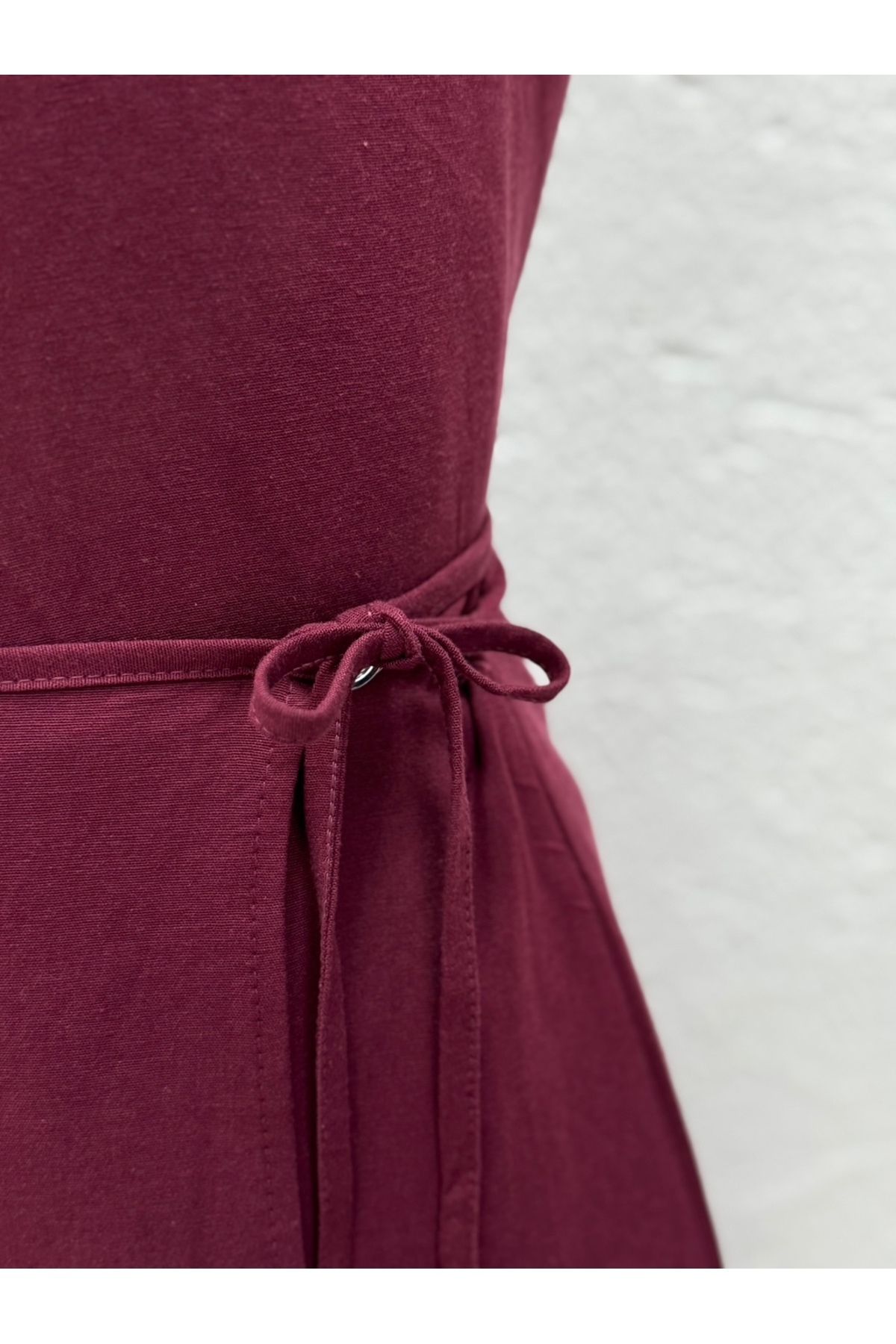 MİHRA STORE-Sultan Kolları Drawstring Single Handle Label Accessory Skirted Suit-Ek-H-110-2 Burgundy 3