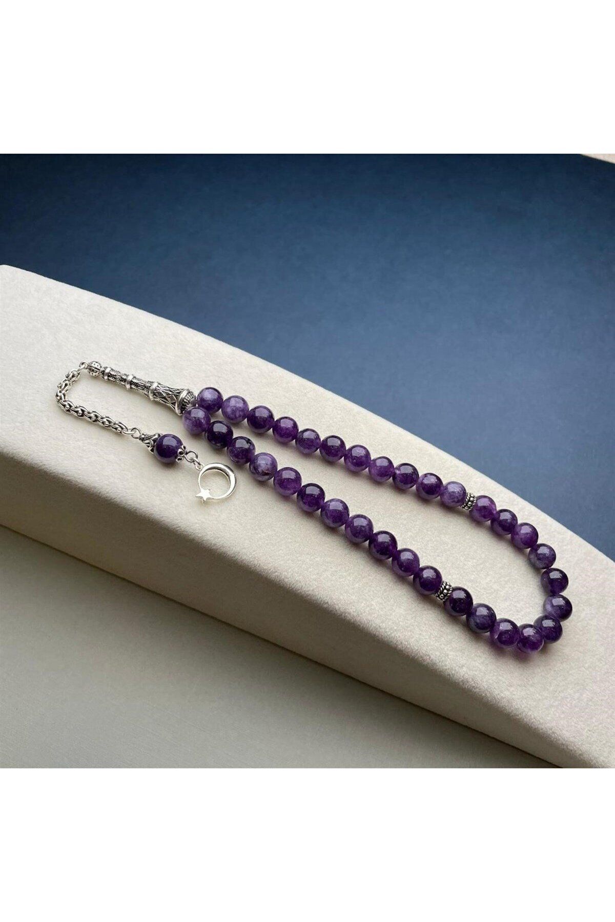 dergah tesbih-Amatist Stone Rosary - Silver Design, Original At413 3