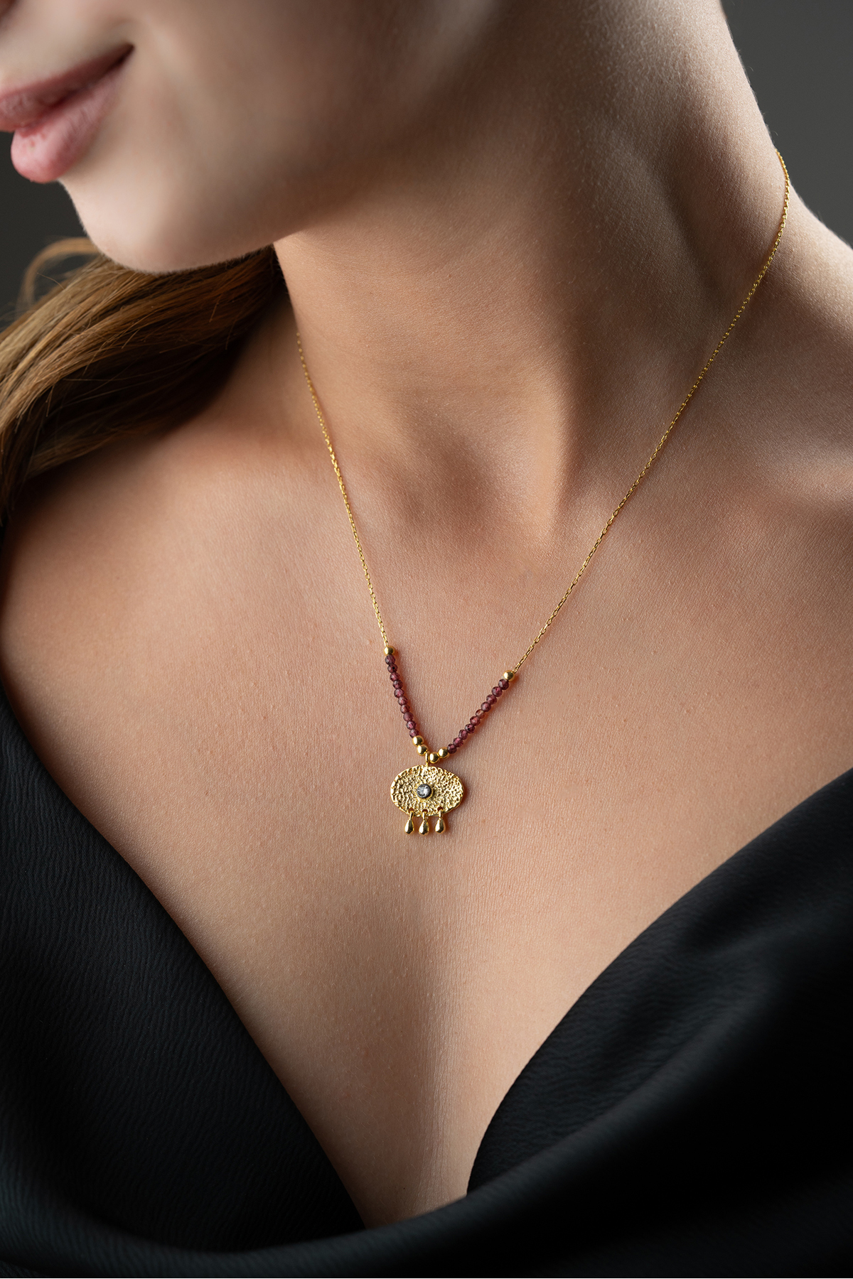Silvano Jewelry 925 Ayar Gümüş Boncuklu Süryani Gözü Kolye görsel 3