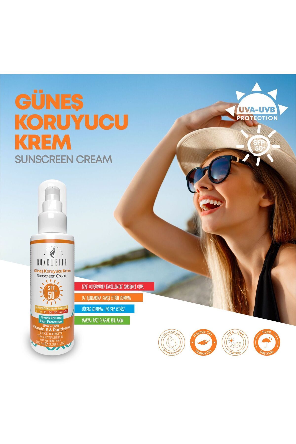 Güneş Kremi 100ml +50Spf & Selülit Karşıtı Nemlendirici Vücut Peelingi — 205 — تصویر 7 از 8