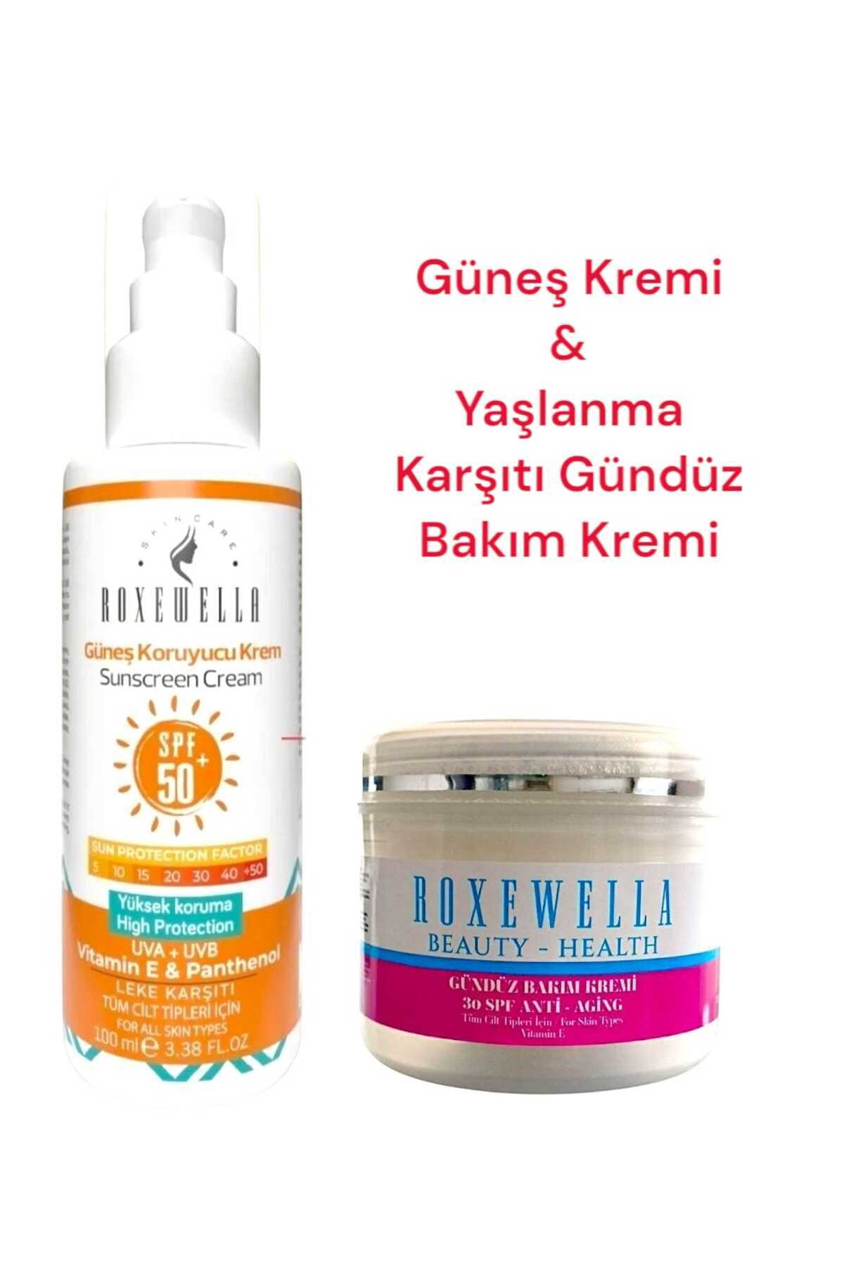 ROXEWELLA Leke Karşıtı Güneş Kremi 100ml 50spf & Yaşlanma Karşıtı Gündüz Bakım Kremi