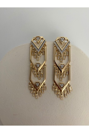 Arif KOÇ 24 ayar altın kaplama üzeri rodyum kaplama elmas formlu çelik sallan...