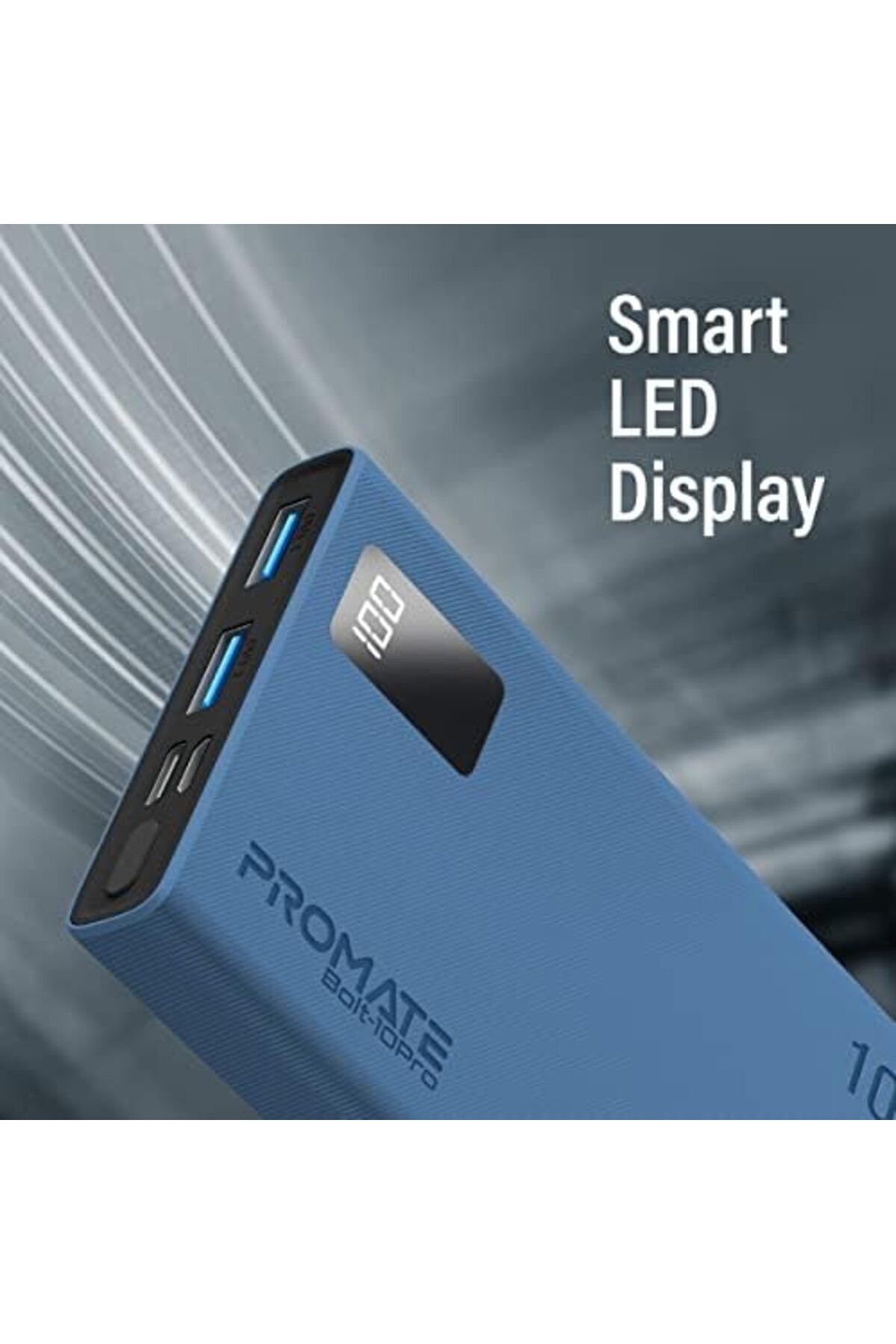 Promate-Power Bank, Universal 10000mAh Ultra-Slim Portable Charger with 10W USB-C Input/Output PORT, 8