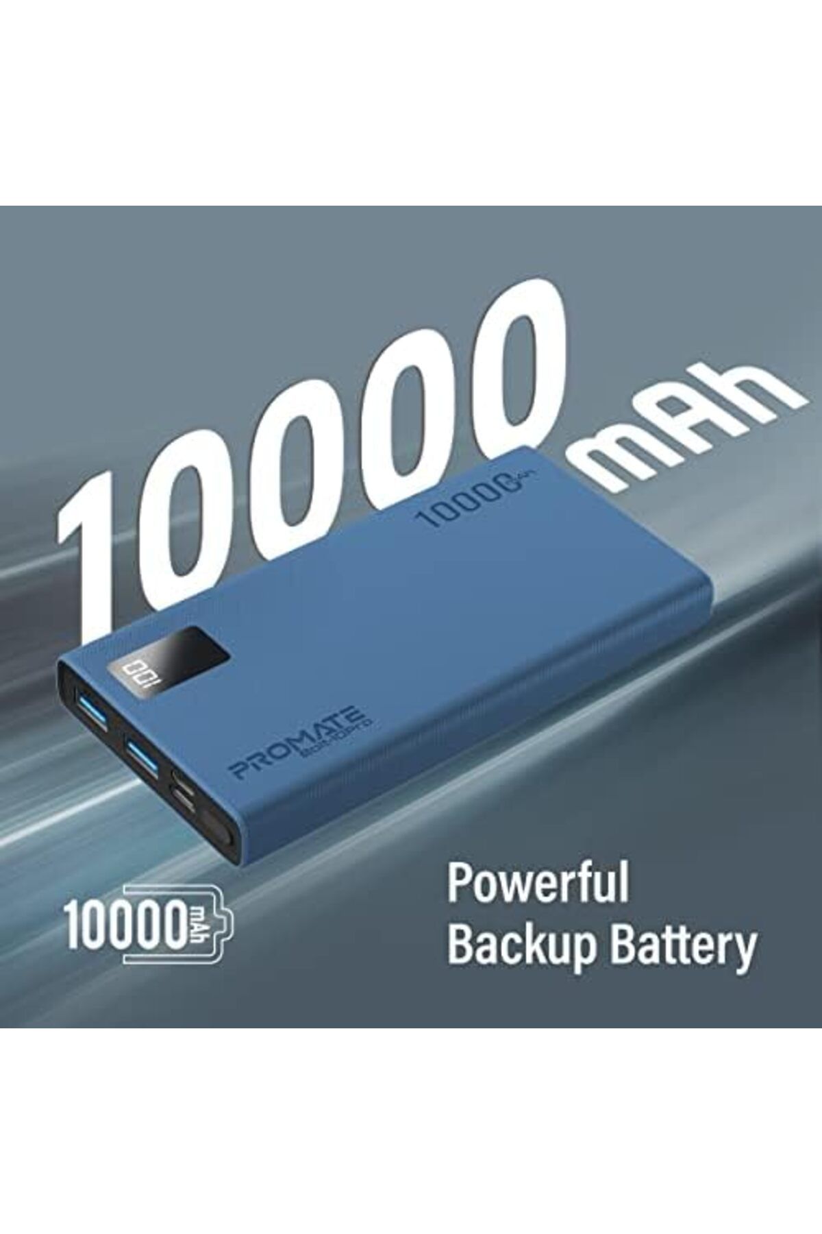 Promate-Power Bank, Universal 10000mAh Ultra-Slim Portable Charger with 10W USB-C Input/Output PORT, 2