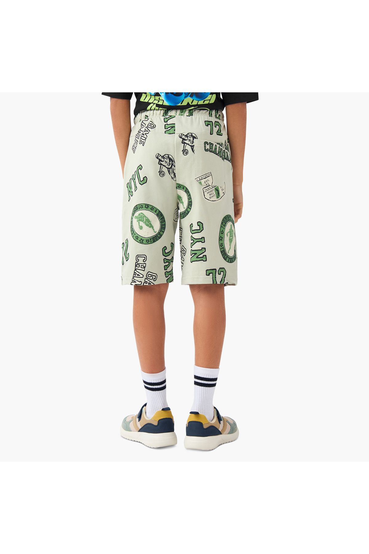 Juniors-Basketball Print Shorts with Drawstring Closure and Pockets 3
