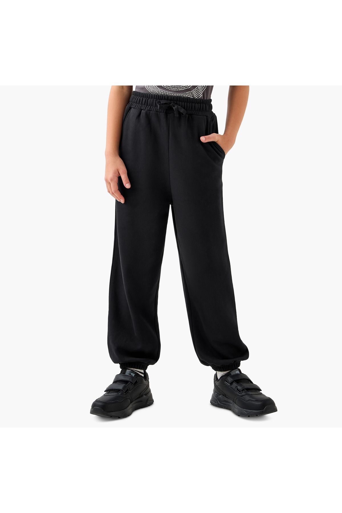 Juniors-Solid Joggers with Drawstring Closure and Pockets 1