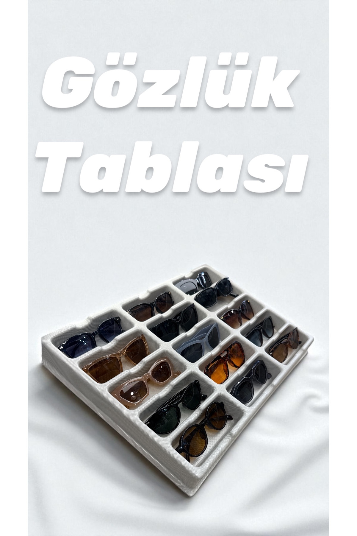 STAND MARKET Gözlük Düzenleyici ve Teşhir Tablası Krem Rengi 15 Bölmeli Gözlük Standı Çekmece içi Gözlük Bölmesi
