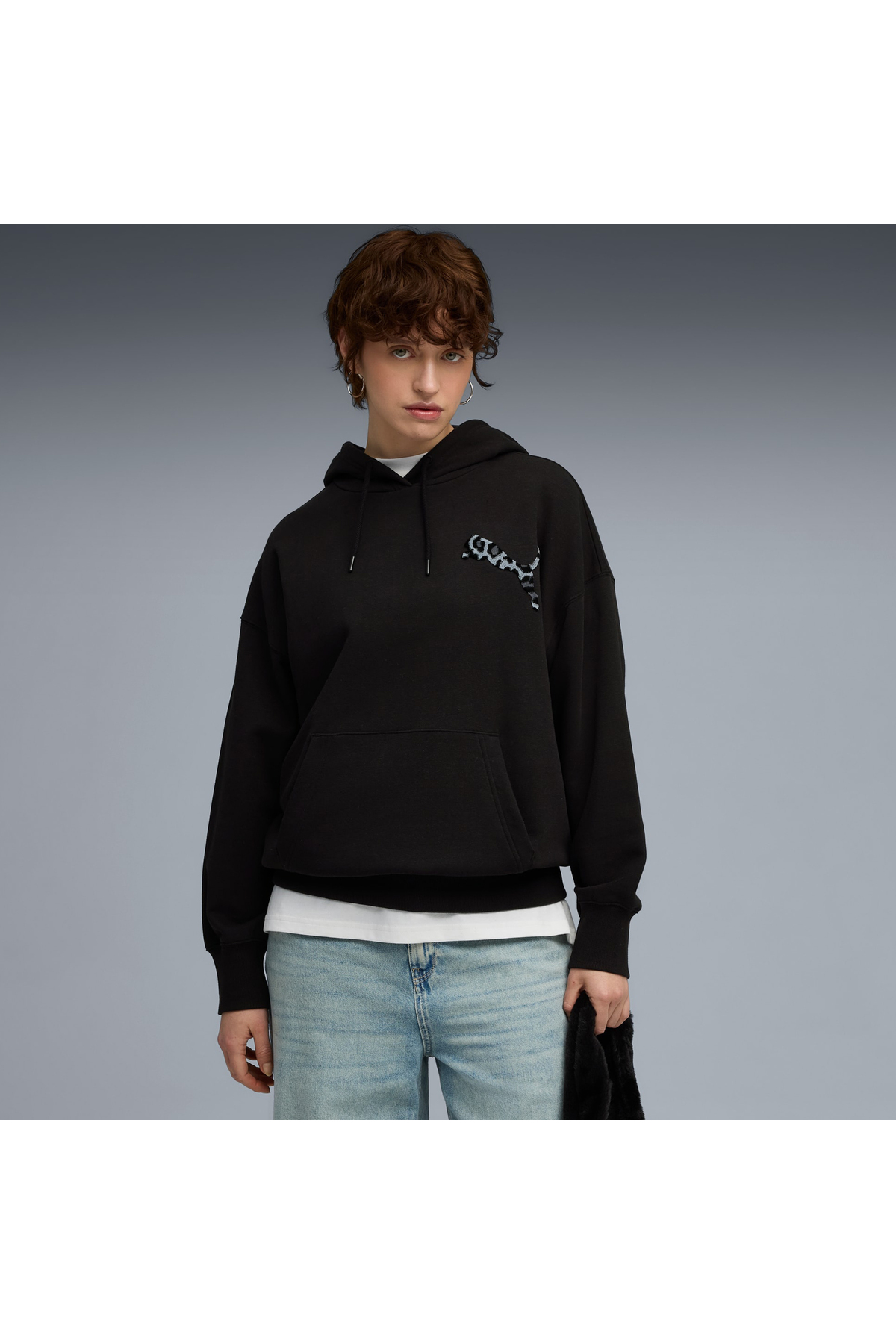 Puma Leopard Kadın Siyah Sweatshirt (633766-01) görsel 3