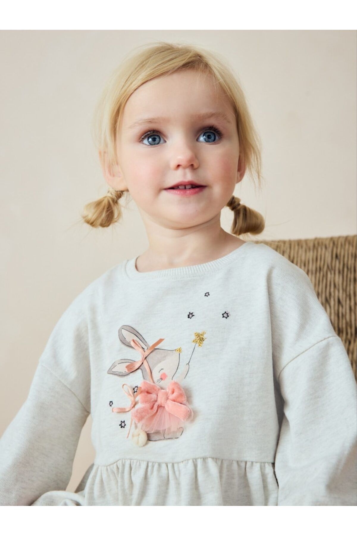 Next Baby-Cotton Pink Cream Rabbit Pattern Long Sleeve Bottom Top Set 4