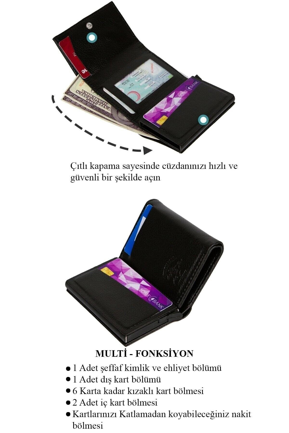 Newish Erkek Deri Mekanizmalı Cüzdan ve Portföy Clutch Ve Günlük El Çantası (14X24CM) - Siyah görsel 6