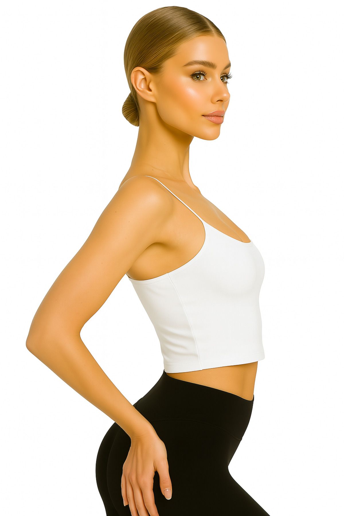 ParlaMira-Women's White Viscose Lycra Double Layer Undershirt Crop Bustier with Double Layer Inner Strap 3