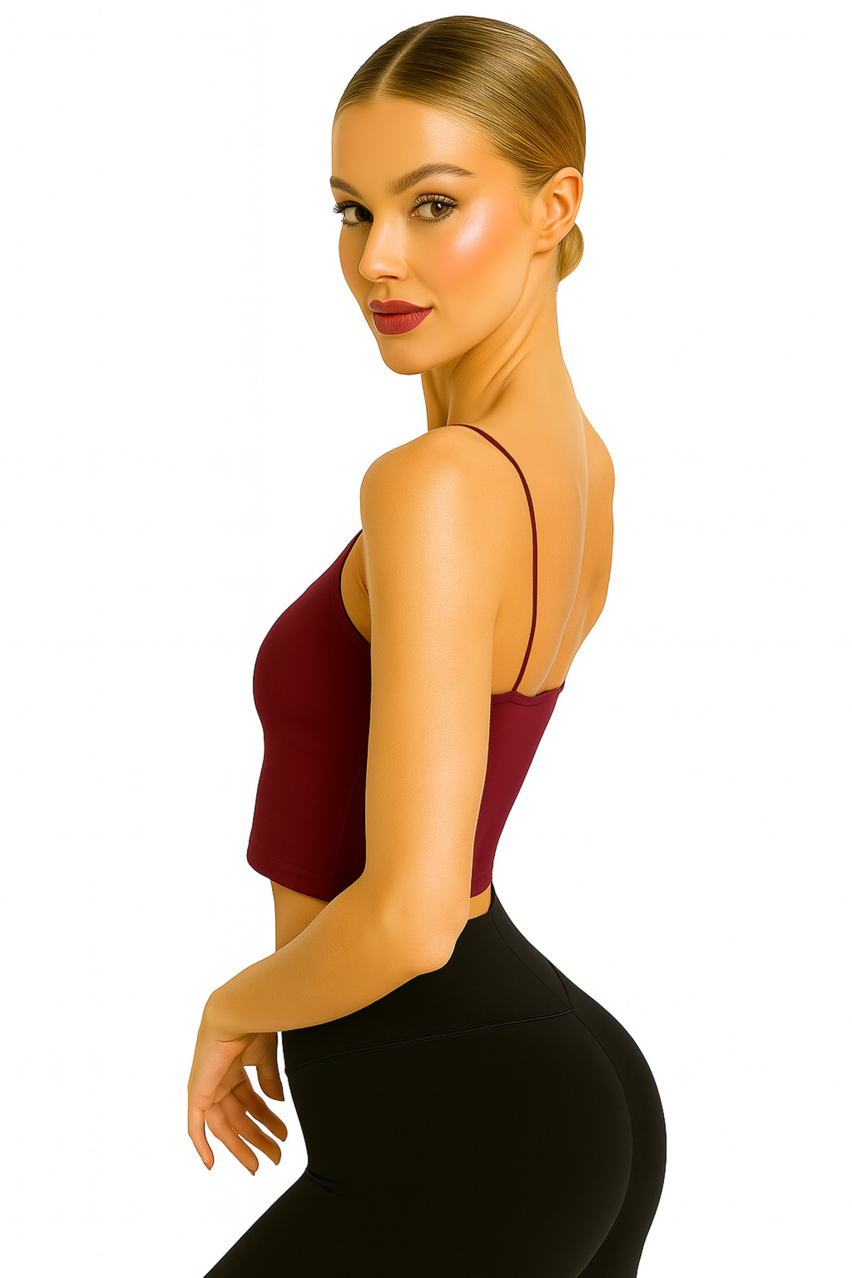 ParlaMira-Women's Viscose Lycra Double Layer Undershirt Crop Bustier with Non-Showing Thread Strap 3