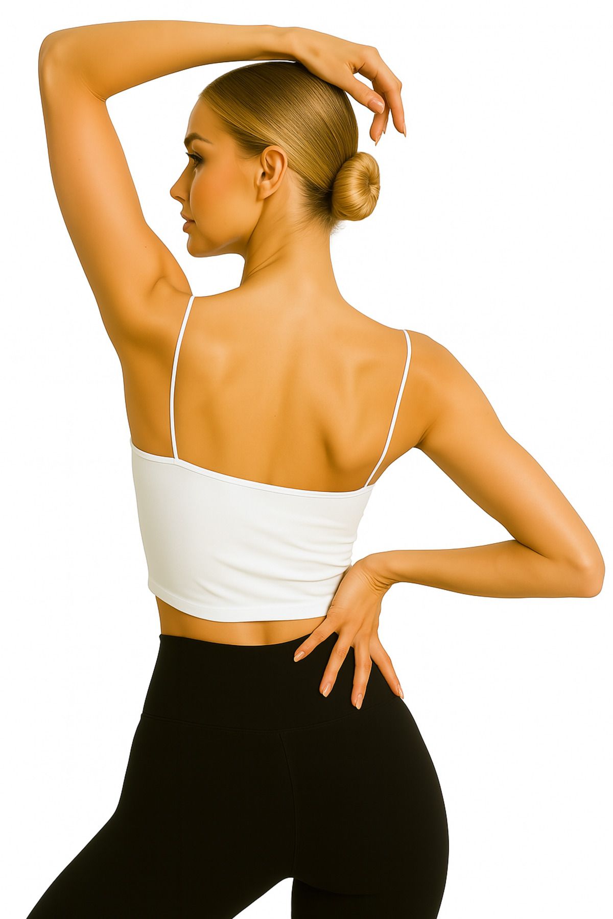 ParlaMira-Women's White Viscose Lycra Double Layer Undershirt Crop Bustier with Double Layer Inner Strap 2